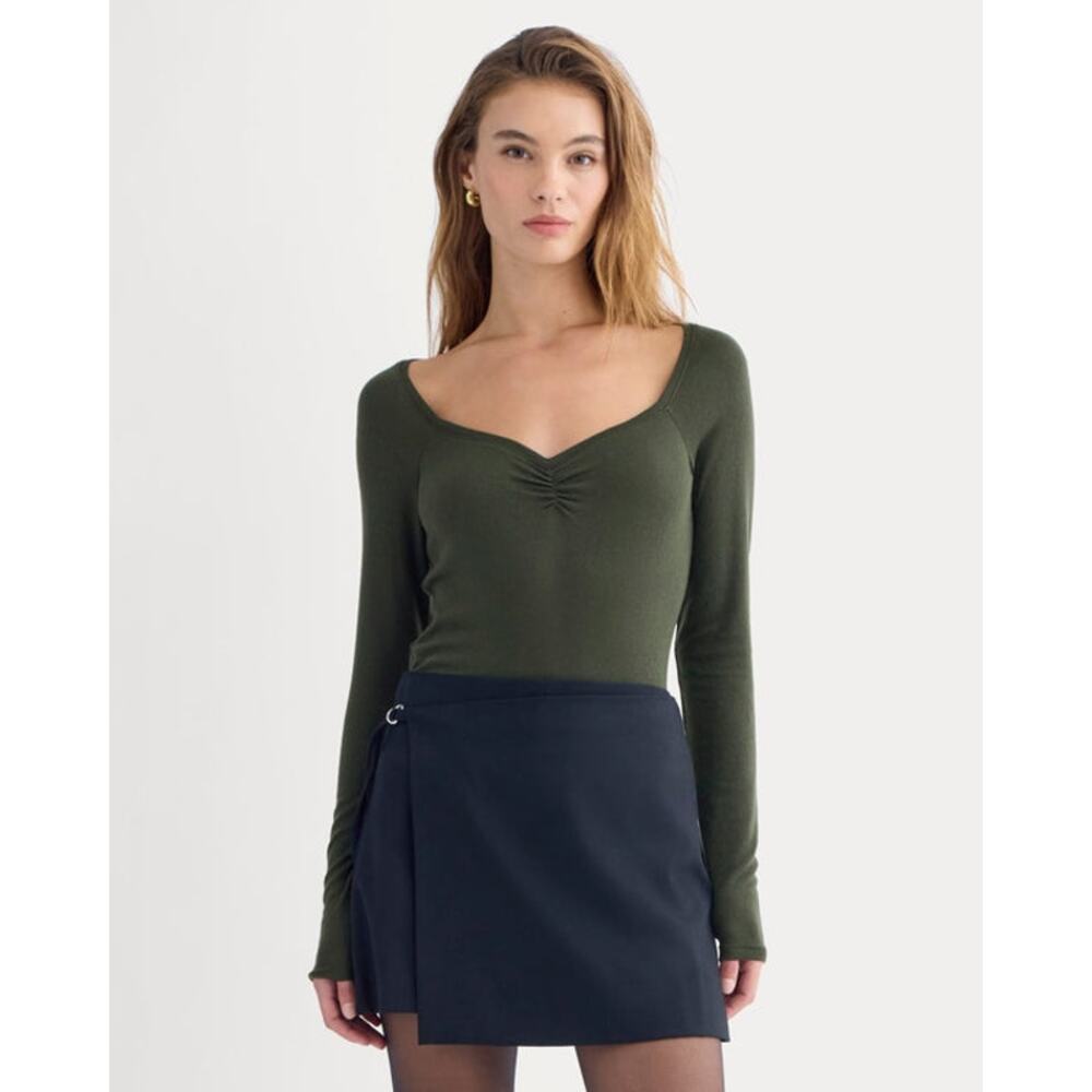 NWT Everlane Women's Sweetheart-Neck Top in Butterluxe in Dark Green size XL